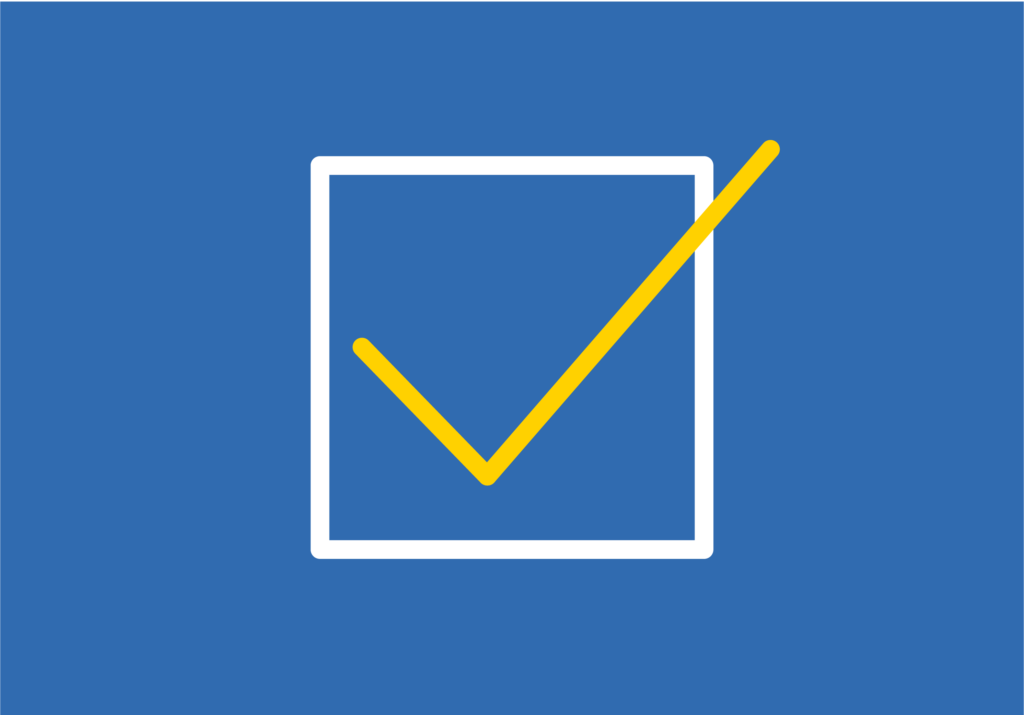 A digital graphic of a checkmark in UCLA colors.